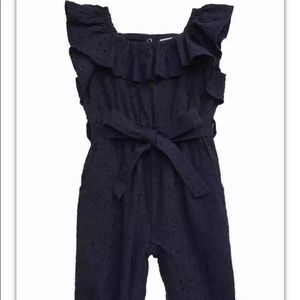 12 Mo baby Girls Habitual navy eyelet jumpsuit GUC